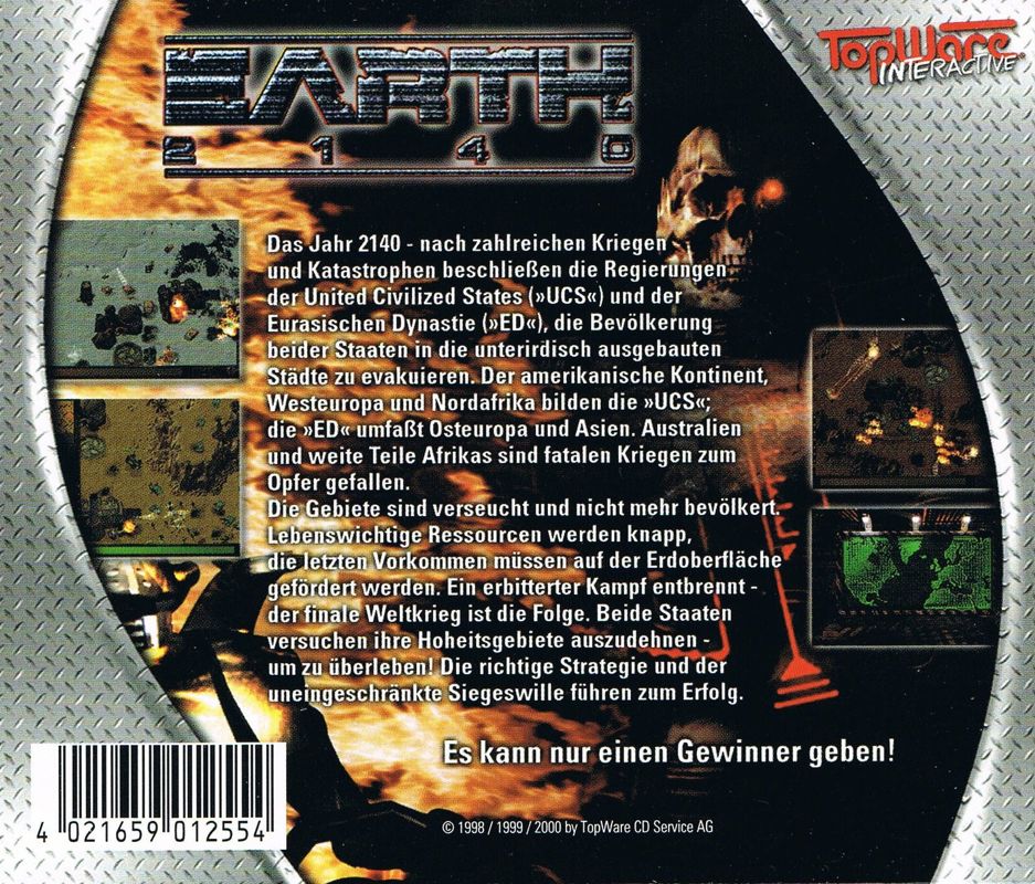 Back Cover for Earth 2140 (DOS and Windows) (Hemming All Stars release)