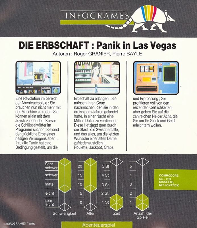 The Inheritance: Panic In Las Vegas Cover Or Packaging Material - Mobygames