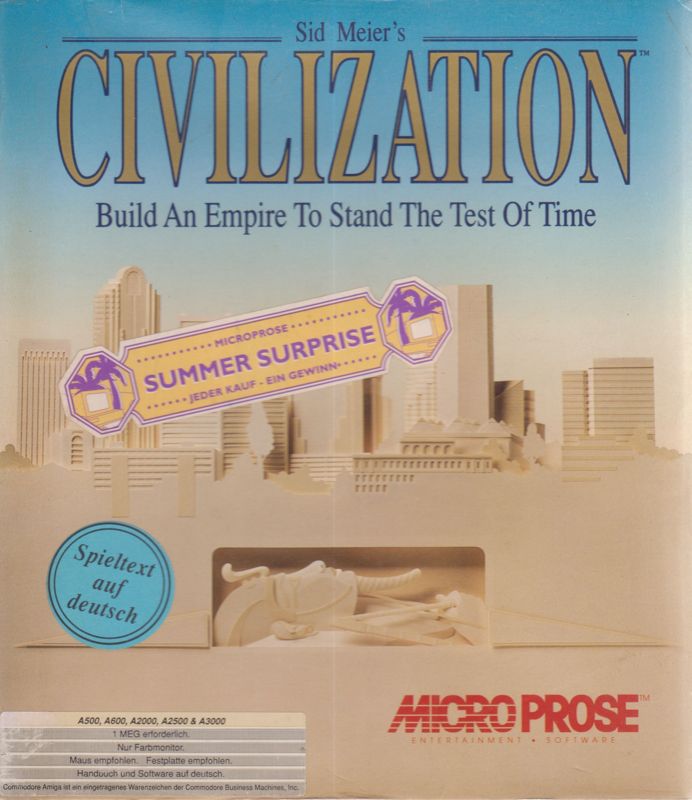 Front Cover for Sid Meier's Civilization (Amiga) (MicroProse Summer Surprise release)