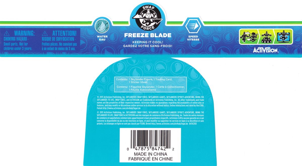 Other for Skylanders: Swap Force - Freeze Blade (Nintendo 3DS and PlayStation 3 and PlayStation 4 and Wii and Wii U and Xbox 360 and Xbox One): Product Label