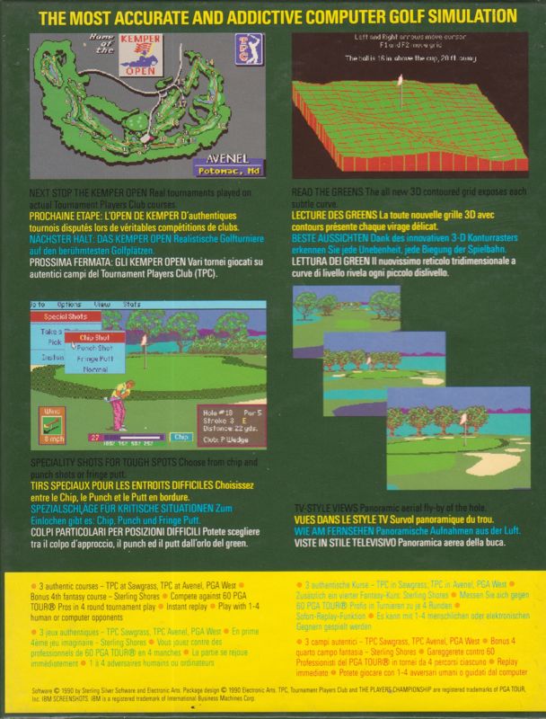 Back Cover for PGA Tour Golf (Amiga) (German only content version)