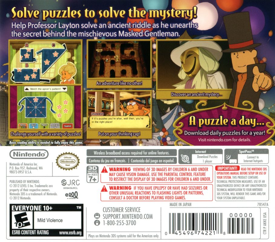 Indirect Kolonel Autorisatie Professor Layton and the Miracle Mask cover or packaging material -  MobyGames