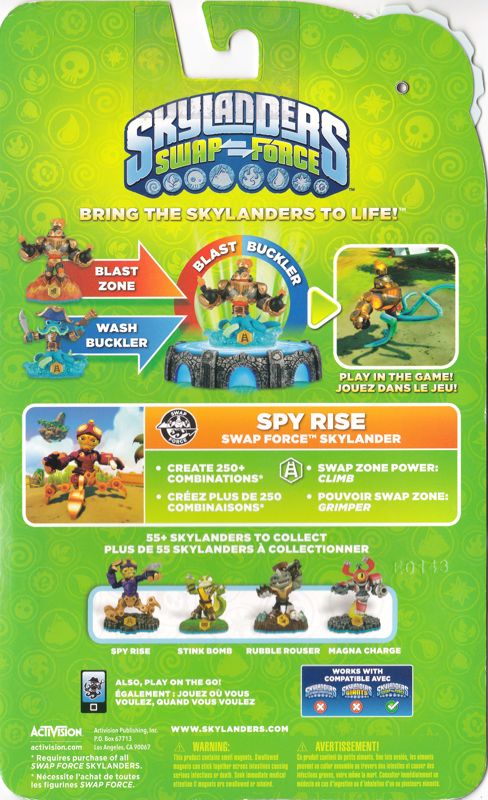Back Cover for Skylanders: Swap Force - Spy Rise (Nintendo 3DS and PlayStation 3 and PlayStation 4 and Wii and Wii U and Xbox 360 and Xbox One)