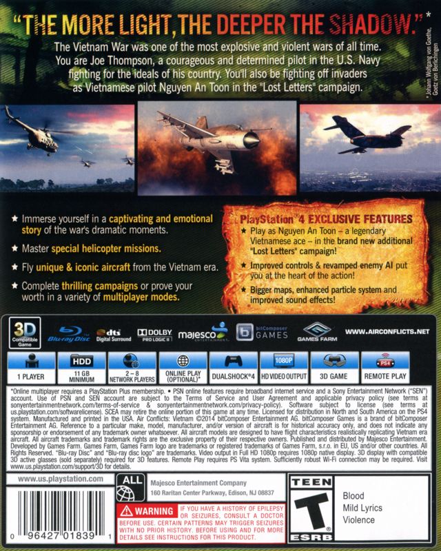Back Cover for Air Conflicts: Vietnam - Ultimate Edition (PlayStation 4)