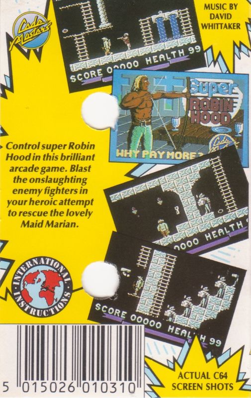Back Cover for Super Robin Hood (Commodore 64) (Release with alternate media title)