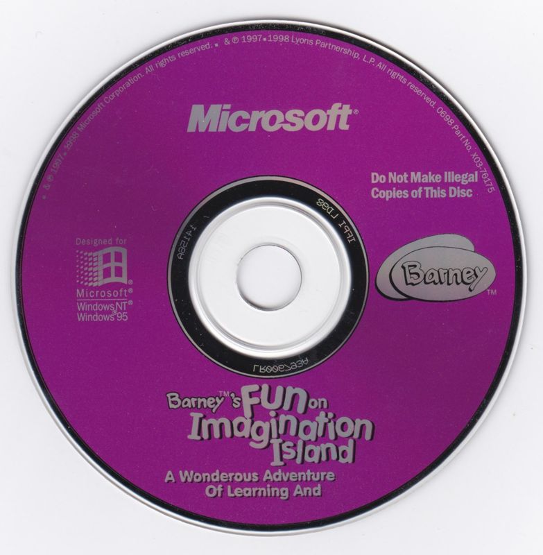 Media for Barney's Fun on Imagination Island (Windows): CD with misprinted title