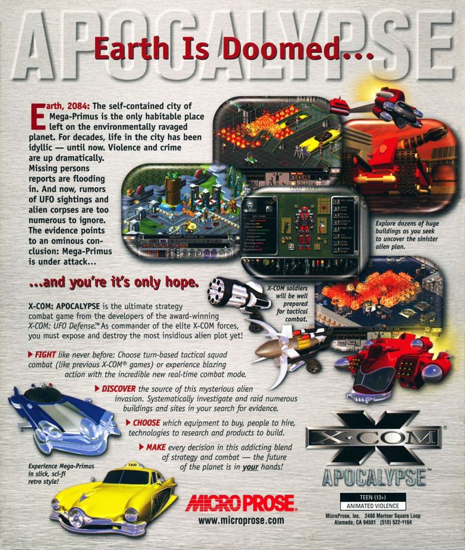 Back Cover for X-COM: Apocalypse (DOS)