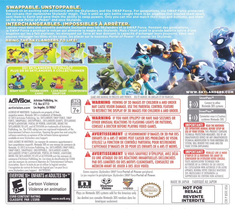 Other for Skylanders: Swap Force (Nintendo 3DS): DS Case - Back