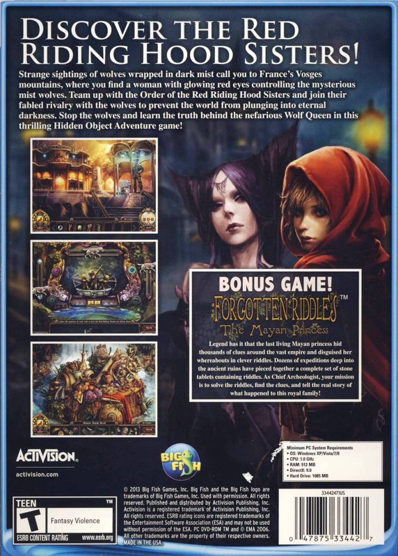 Back Cover for Dark Parables: The Red Riding Hood Sisters (Collector's Edition) (Windows) (Bonus Game included)