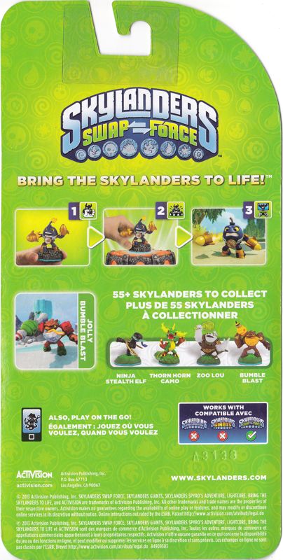 Back Cover for Skylanders: Swap Force - Jolly Bumble Blast (Nintendo 3DS and PlayStation 3 and PlayStation 4 and Wii and Wii U and Xbox 360 and Xbox One)