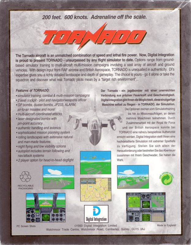 Back Cover for Tornado: Limited Edition (DOS)