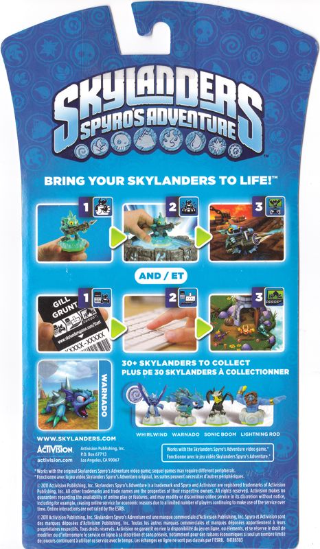 Back Cover for Skylanders: Spyro's Adventure - Warnado (Macintosh and Nintendo 3DS and PlayStation 3 and Wii and Windows and Xbox 360)