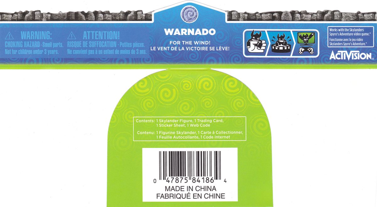Other for Skylanders: Spyro's Adventure - Warnado (Macintosh and Nintendo 3DS and PlayStation 3 and Wii and Windows and Xbox 360): Product Label