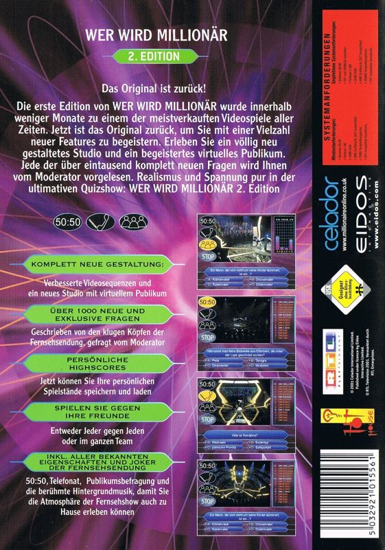 Other for Who Wants to Be a Millionaire: 2nd Edition (Windows) (Classic Edition / Software Pyramide release): Keep Case - Back