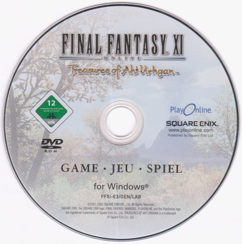 Media for Final Fantasy XI Online: Treasures of Aht Urhgan (Windows): Game Disc