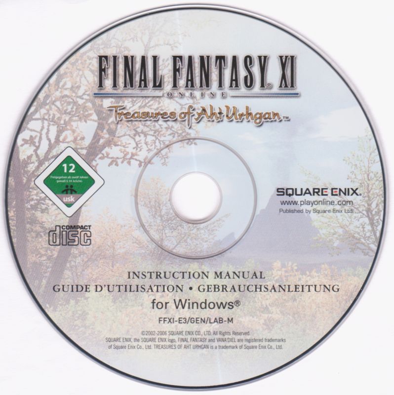 Media for Final Fantasy XI Online: Treasures of Aht Urhgan (Windows): Manual Disc