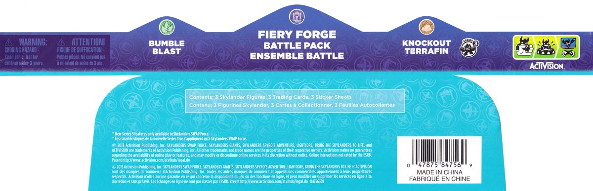 Other for Skylanders: Swap Force - Fiery Forge Battle Pack (Nintendo 3DS and PlayStation 3 and PlayStation 4 and Wii and Wii U and Xbox 360 and Xbox One): Product Label