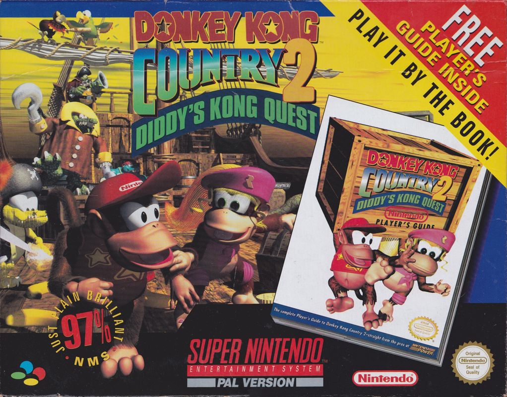 Front Cover for Donkey Kong Country 2: Diddy's Kong Quest (SNES) (Big Box edition with Player's Guide)