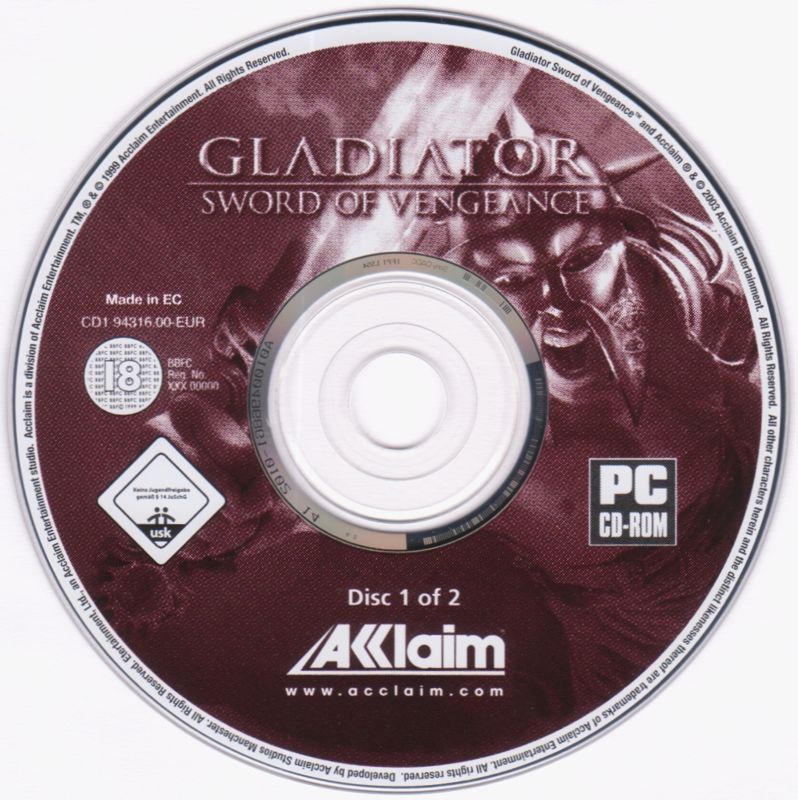 Media for Gladiator: Sword of Vengeance (Windows): Disc 1