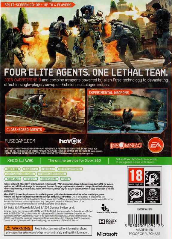 Back Cover for Fuse (Xbox 360)
