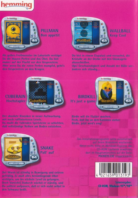 Back Cover for Pocket Games Classics (Windows)