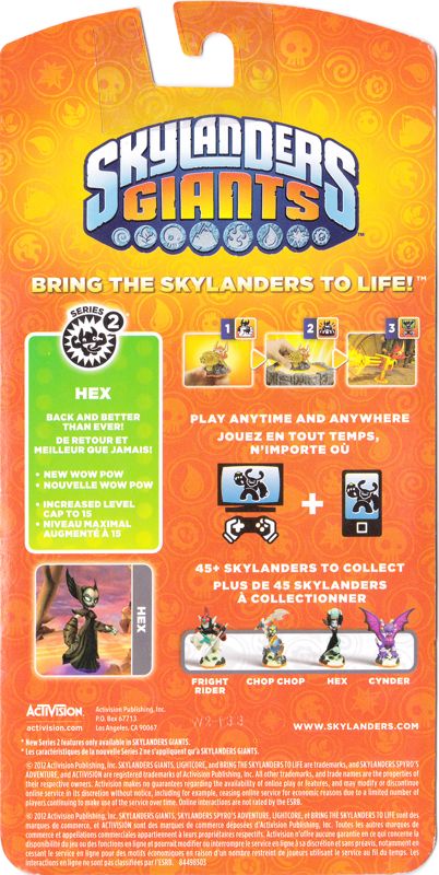 Back Cover for Skylanders Giants: Hex (Series 2) (Nintendo 3DS and PlayStation 3 and Wii and Wii U and Xbox 360)