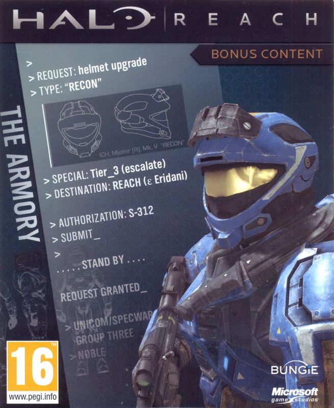 Extras for Halo: Reach (Limited Edition) (Xbox 360): DLC Download Card - Front