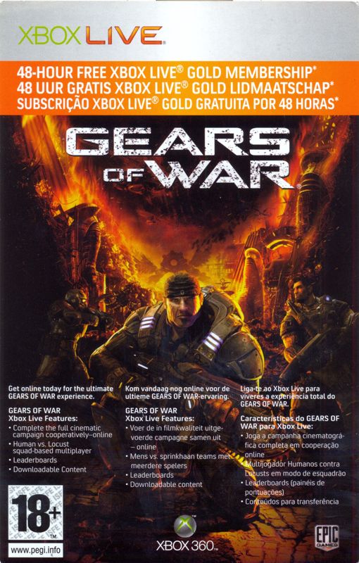 Extras for Gears of War (Limited Collector's Edition) (Xbox 360): Xbox Live 2 day trial card - Front