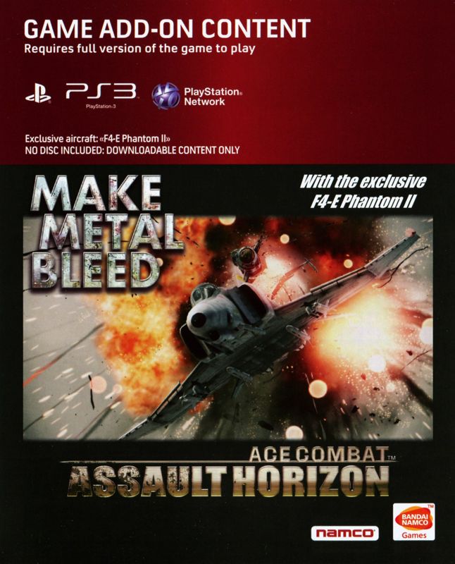 Other for Ace Combat: Assault Horizon (Limited Edition) (PlayStation 3): DLC Code - Front