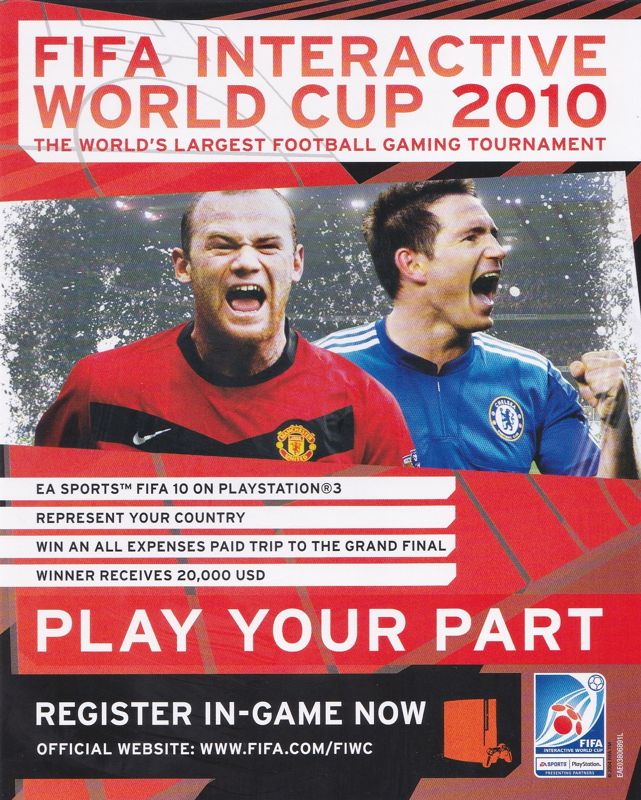 Advertisement for FIFA Soccer 10 (PlayStation 3): FIFA Interactive World Cup 2010 - The reverse is blank