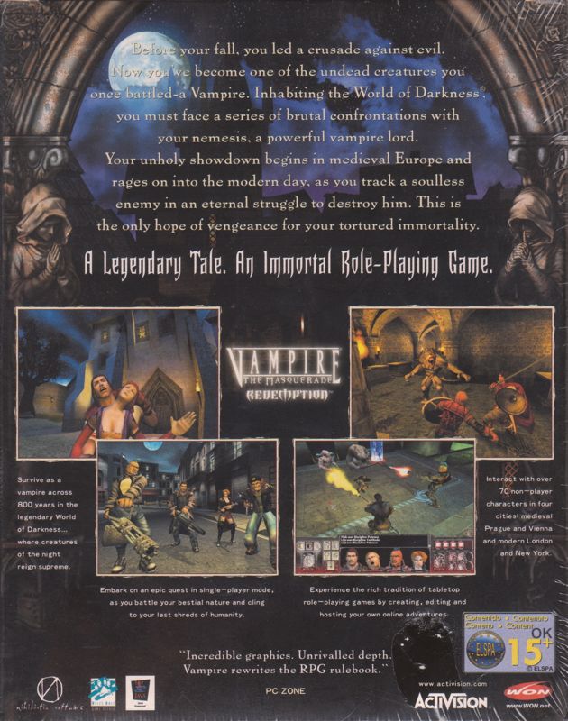 Back Cover for Vampire: The Masquerade - Redemption (Windows)