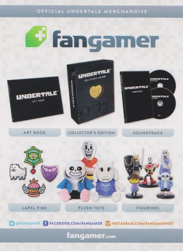 Advertisement for Undertale (Collector's Edition) (Nintendo Switch) (Sleeved Box): Fangamer Catalogue Flyer - Back