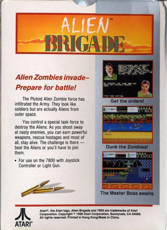 Back Cover for Alien Brigade (Atari 7800)