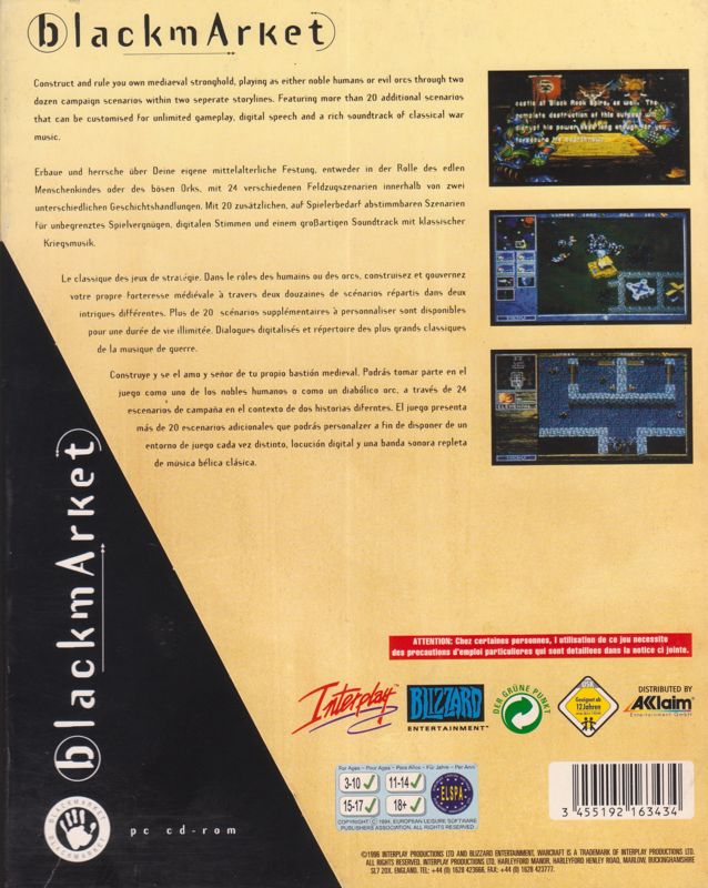 Back Cover for WarCraft: Orcs & Humans (DOS) (BlackMarket release)
