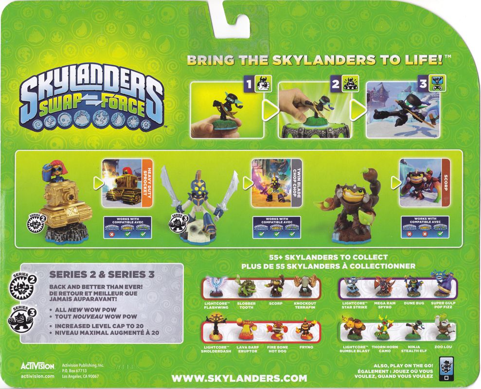 Back Cover for Skylanders: Swap Force - Heavy Duty Sprocket (Series 2) / Twin Blade Chop Chop (Series 3) / Scorp (Nintendo 3DS and PlayStation 3 and PlayStation 4 and Wii and Wii U and Xbox 360 and Xbox One)