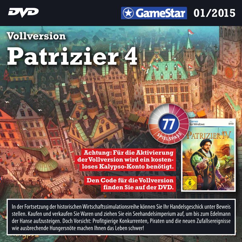 Other for Patrician IV: Conquest by Trade (Windows) (GameStar 01/2015 covermount): Electronic Cover (Jewel Case - Front)