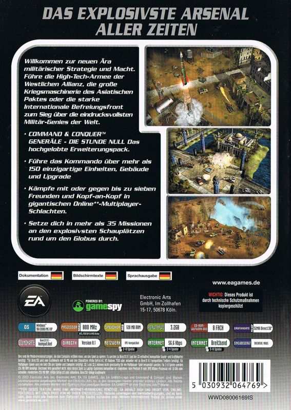 Back Cover for Command & Conquer: Generals - Deluxe Edition (Windows) (EA Most Wanted release)