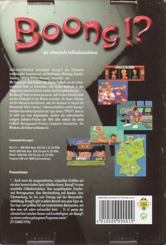 Back Cover for Boong!?: Die ultimatiefe Fußballsimulation (Windows 3.x)