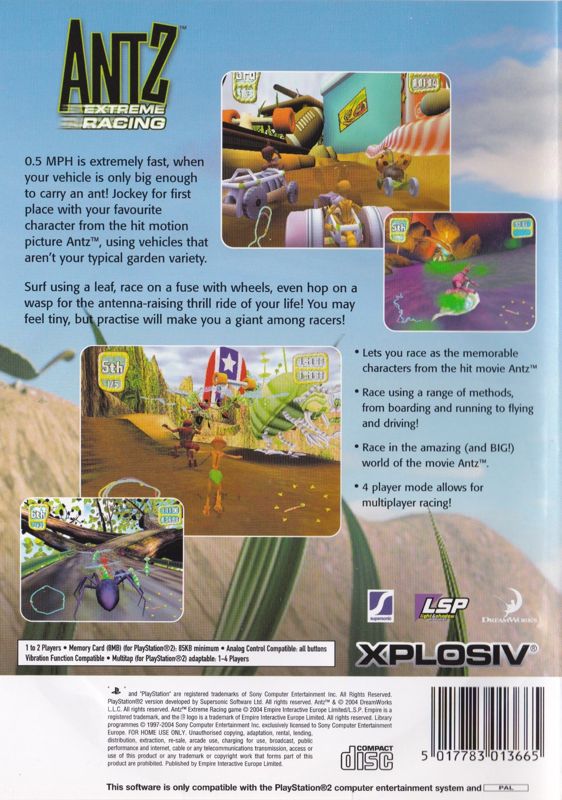 Back Cover for Antz Extreme Racing (PlayStation 2)