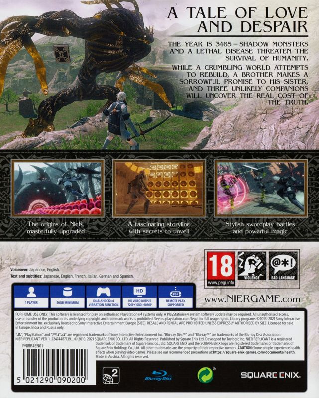 Back Cover for NieR Replicant ver.1.22474487139... (PlayStation 4)