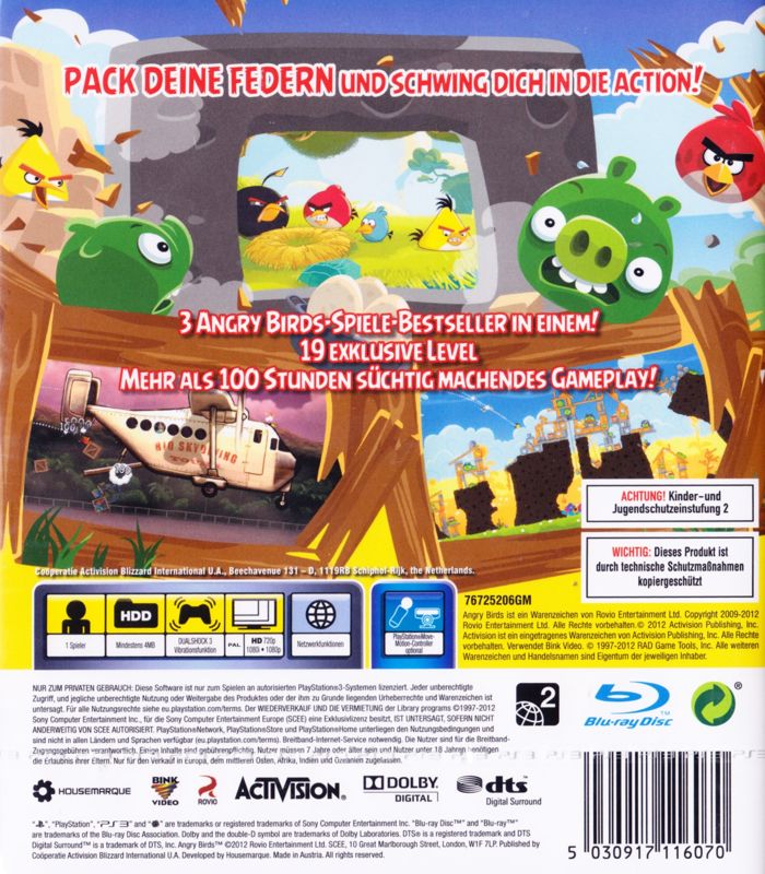 Back Cover for Angry Birds Trilogy (PlayStation 3)