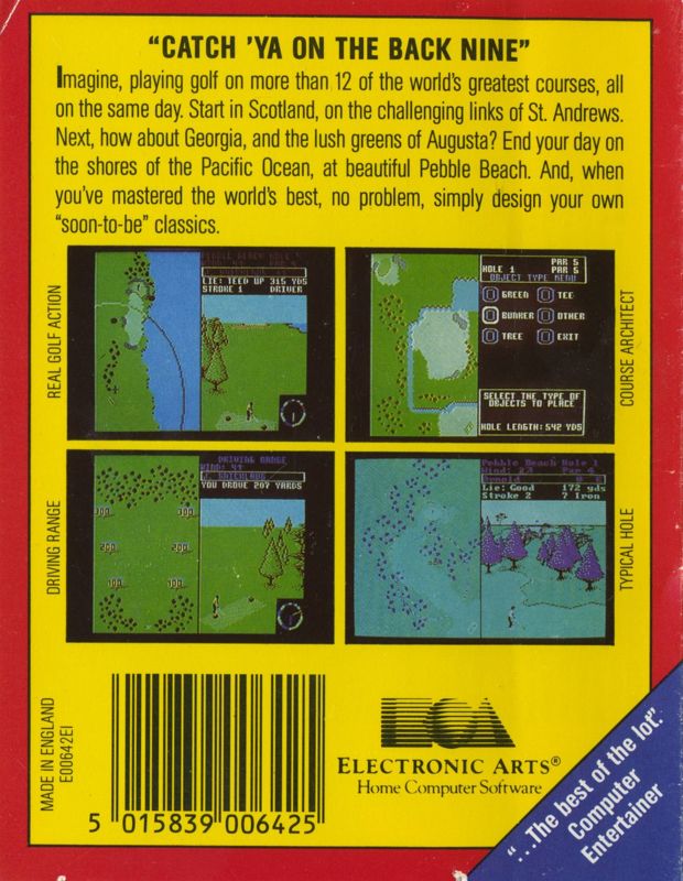 Back Cover for World Tour Golf (Commodore 64) ("Software Classics" release)