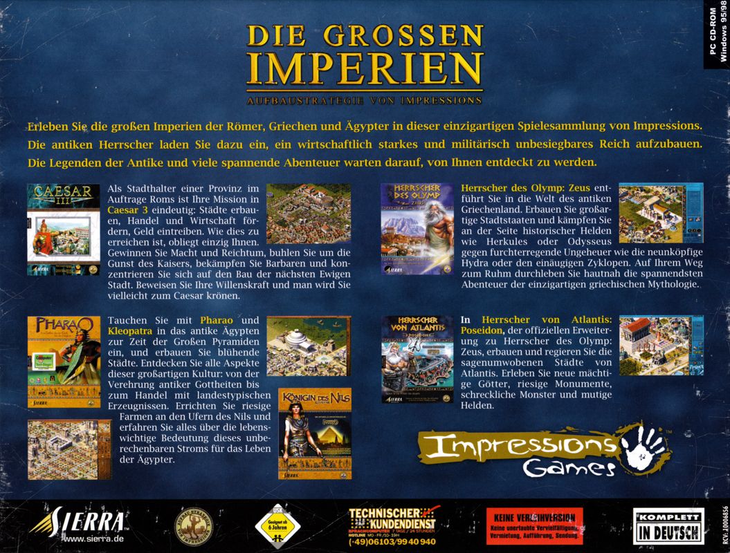 Back Cover for The Great Empires Collection II (Windows)