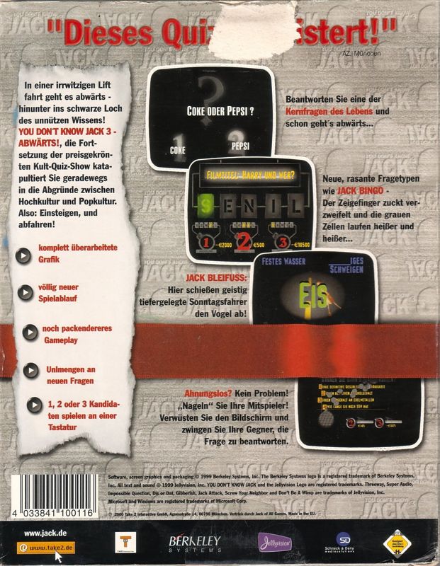 Back Cover for You Don't Know Jack: Volume 4 - The Ride (Windows) ("Gift Box")