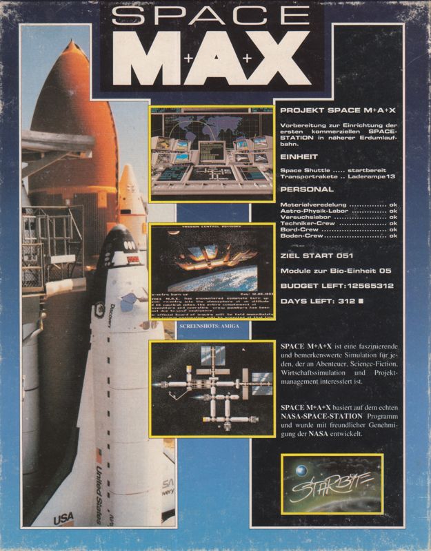 Back Cover for Space M+A+X (DOS) (5.25" floppy disk release)