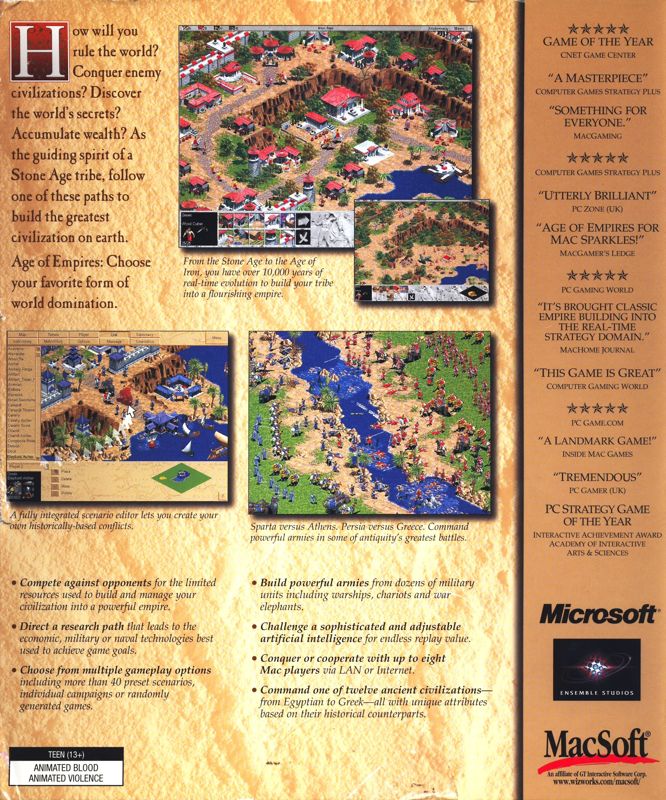 Back Cover for Age of Empires (Macintosh)