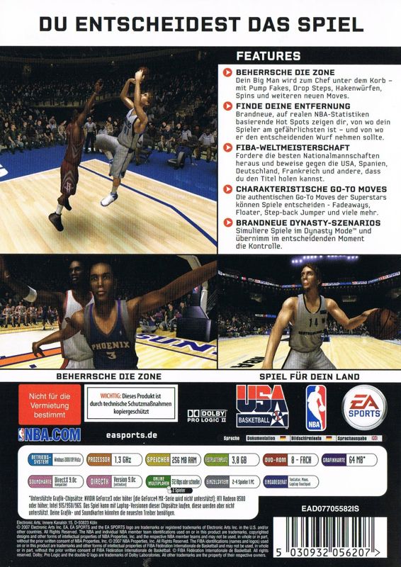 Back Cover for NBA Live 08 (Windows)