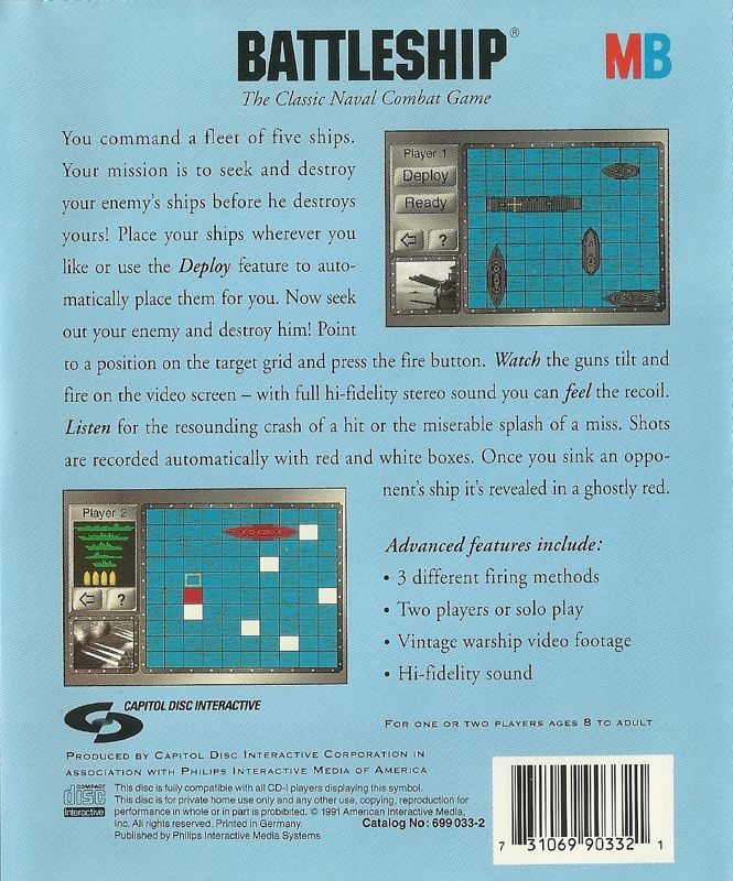 Back Cover for Battleship (CD-i) (Tall box jewel case)