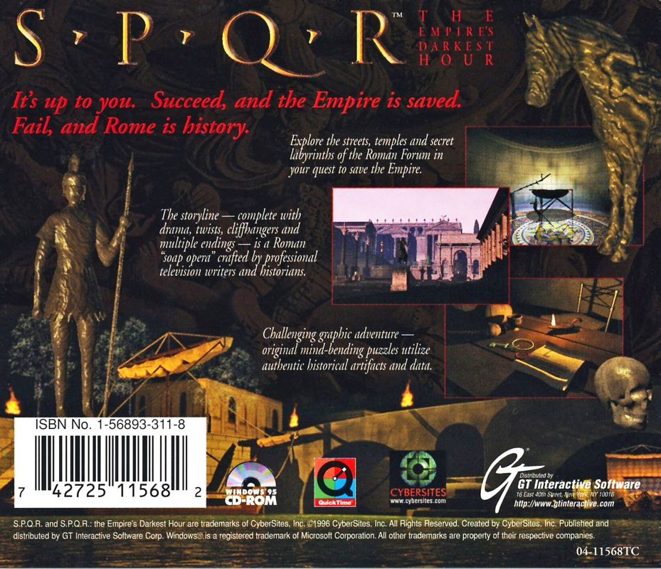Other for SPQR: The Empire's Darkest Hour (Windows and Windows 3.x): Jewel Case - Back