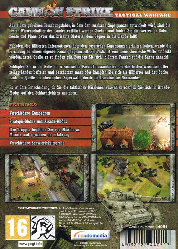 Back Cover for Cannon Strike (Windows) (re-release)